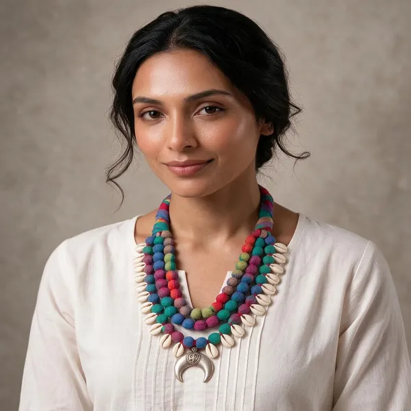 Multicolor_Fabric_Cowrie_Shell_Necklace_For_Women