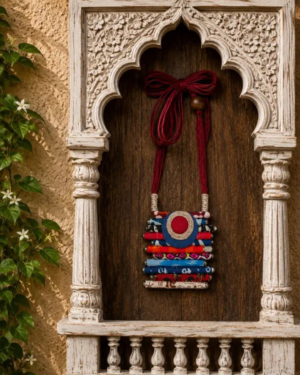 Multicolour_Fabric_Pipe_Statement_Necklace_For_Women