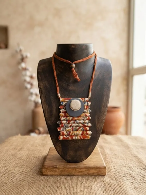 Kalamkari_Fabric_Pipe_Necklace_For_Women