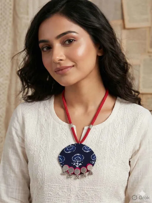 Blue_Block_Print_Fabric_Necklace_For_Women