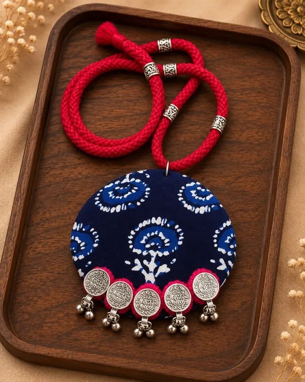 Blue_Block_Print_Fabric_Necklace_For_Women