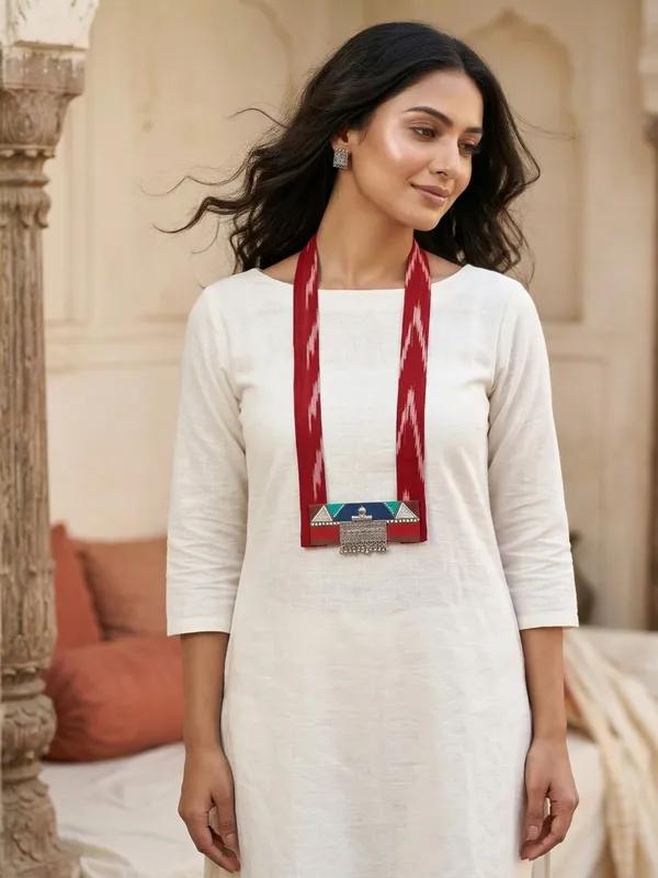 Red_Ikat_Fabric_Patti_Necklace_Set_For_Women