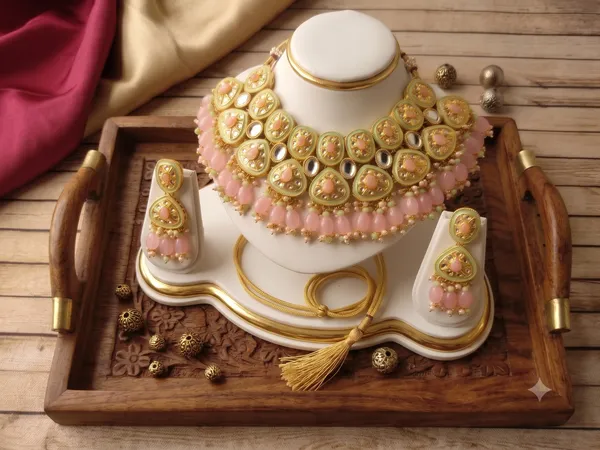 Gold-Plated_Meenakari_Kundan_Choker_Necklace_Set_with_Pink_Drops