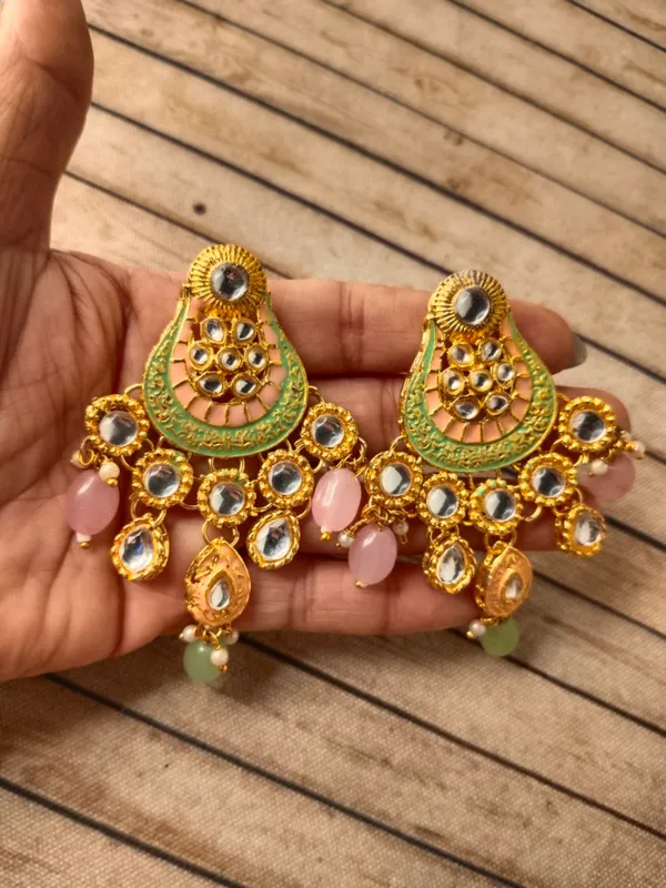 Gold-Plated_Meenakari_Kundan_Choker_Necklace_Set_with_Pink_and_Green_Drops