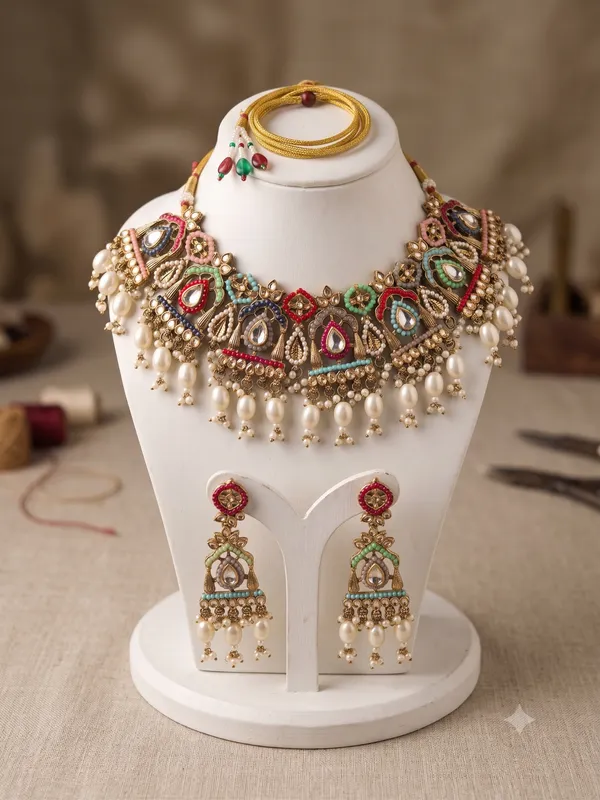 Gold-Plated_Multicolor_Meenakari_Kundan_Choker_Necklace_Set