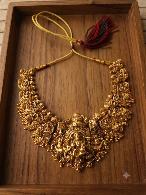 Gold-Plated_Temple_Goddess_Motif_Choker_Necklace_Set