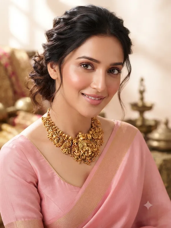 Gold-Plated_Temple_Goddess_Motif_Choker_Necklace_Set