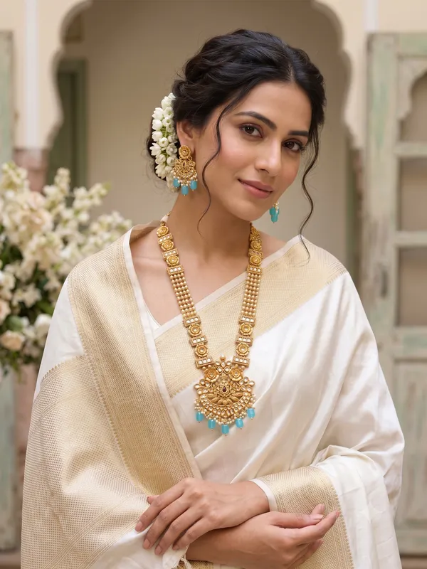 Gold-Plated_Temple_Long_Necklace_Set_with_Aquamarine_Drops