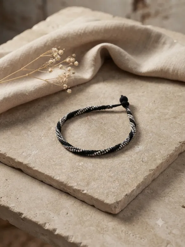 Black_Thread_Anklet_with_Silver_Beads