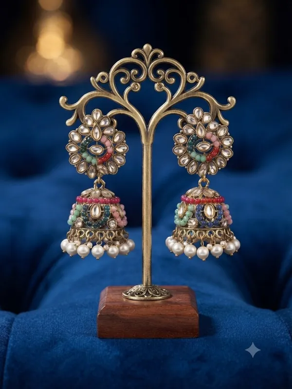 Multicolor_Kundan_Jhumka_Earrings