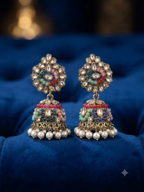Multicolor_Kundan_Jhumka_Earrings
