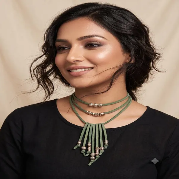 Green_Layered_Cord_Necklace_For_Women