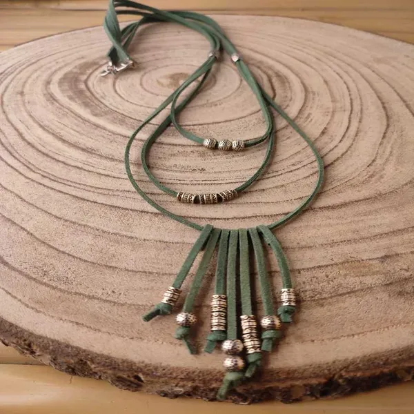 Green_Layered_Cord_Necklace_For_Women