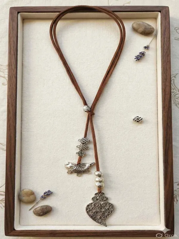 Brown_Cord_Layered_Pendant_Necklace_For_Women