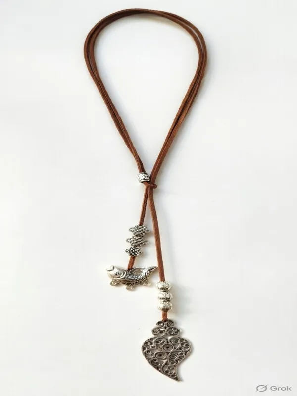 Brown_Cord_Layered_Pendant_Necklace_For_Women