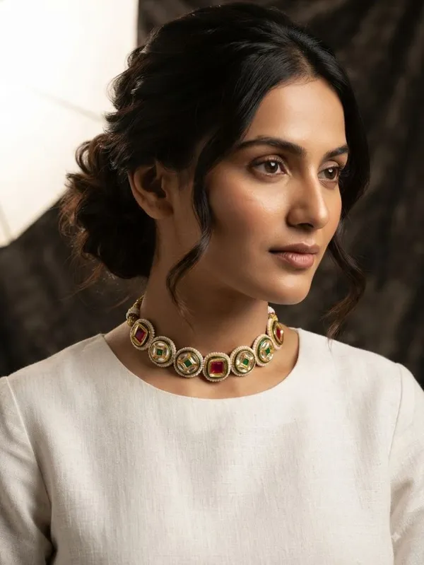 Gold_Kundan_Stones_Choker_Necklace_For_Women
