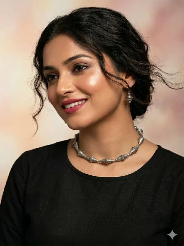 German_Silver_Choker_Necklace_And_Earring_Set_For_Women