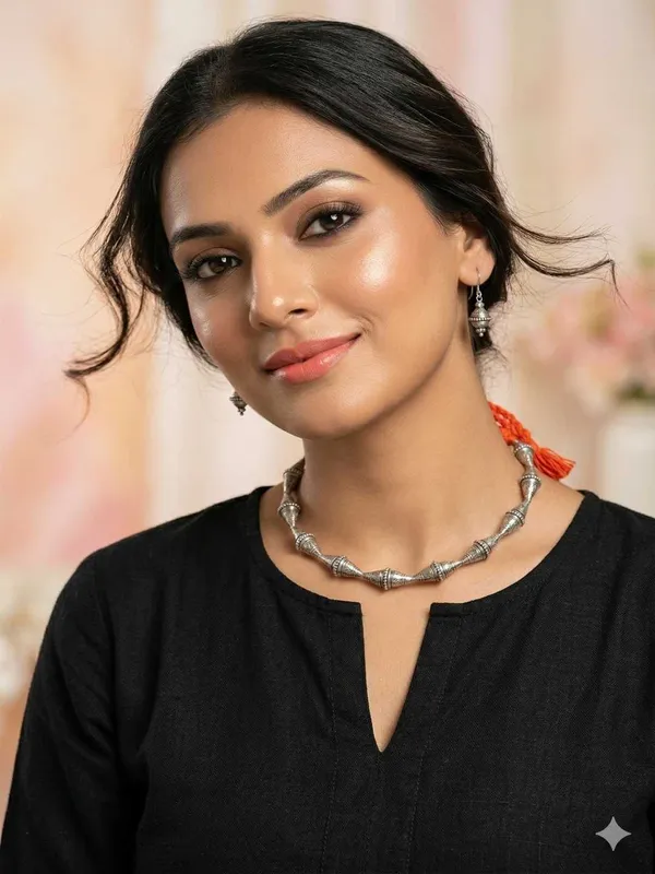 German_Silver_Choker_Necklace_And_Earring_Set_For_Women