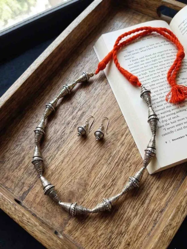 German_Silver_Choker_Necklace_And_Earring_Set_For_Women