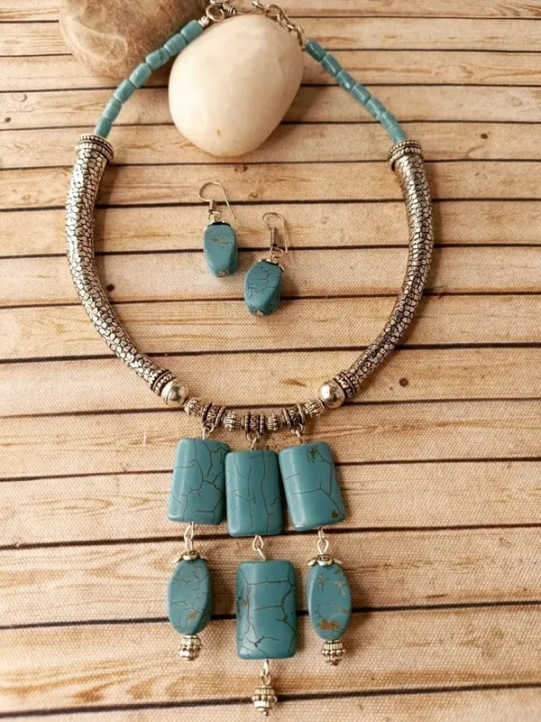 German_Silver_With_Turqouise_Beads_Statement_Necklace_For_Women