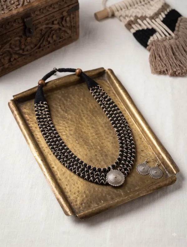 Black_Threads_Statement_Long_Necklace_For_Women
