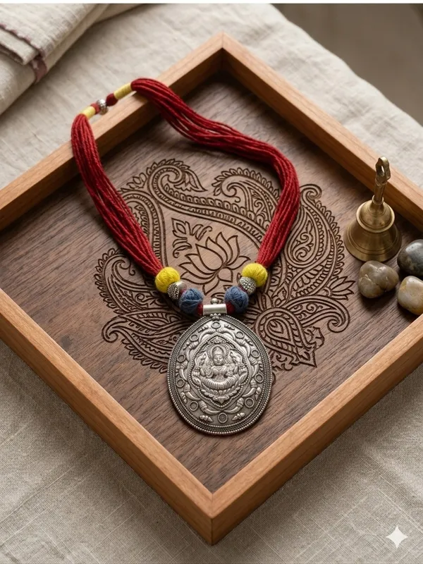 Red_Thread_Ganesha_Silver_Tone_Pendant_Necklace_For_Women