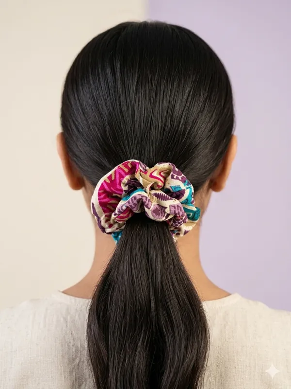 Multicolour_Printed_Fabric_Scrunchies_Set_For_Women