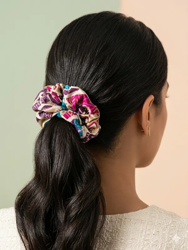 Multicolour_Printed_Fabric_Scrunchies_Set_For_Women