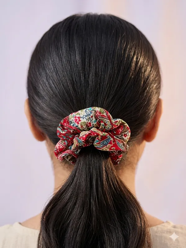 Multicolour_Printed_Fabric_Scrunchies_Set_For_Women
