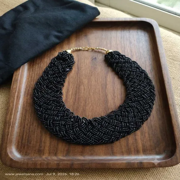 Black_Beaded_Statement_Choker_Necklace_For_Women