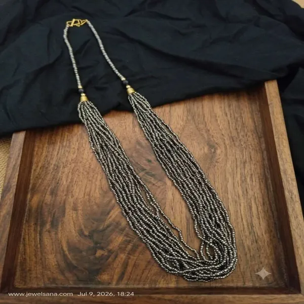 Black_Beaded_Layered_Necklace_For_Women