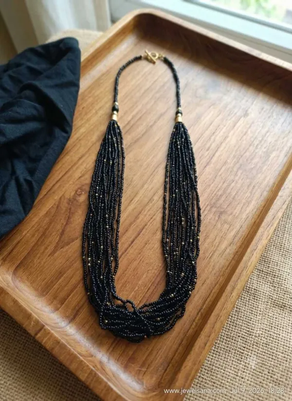 Black_Beaded_Layered_Necklace_For_Women