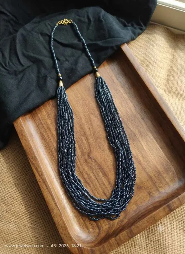 Black_Beaded_Layered_Necklace_For_Women