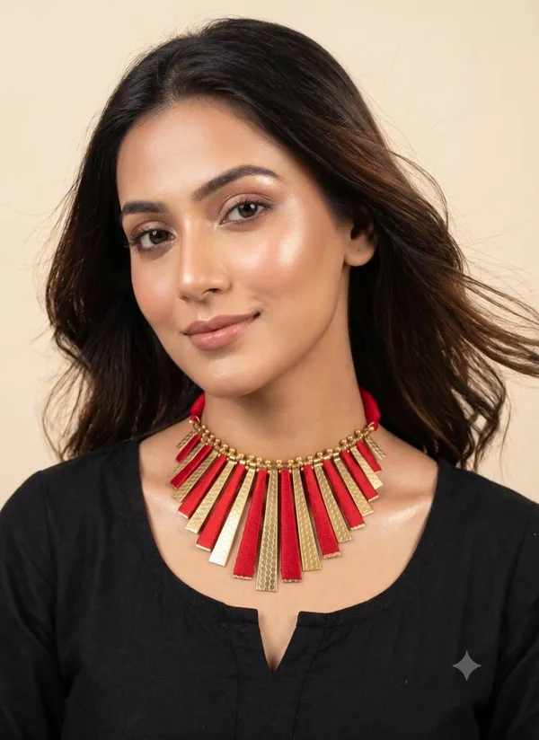 Red_Thread_Metal_Statement_Necklace_For_Women