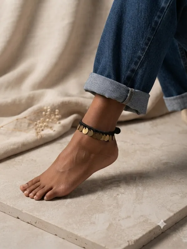 Black_&_Golden_Brass_Anklet_for_Women