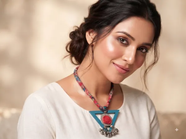 Blue_Wooden_Triangle_Necklace_With_Fabric_Strings