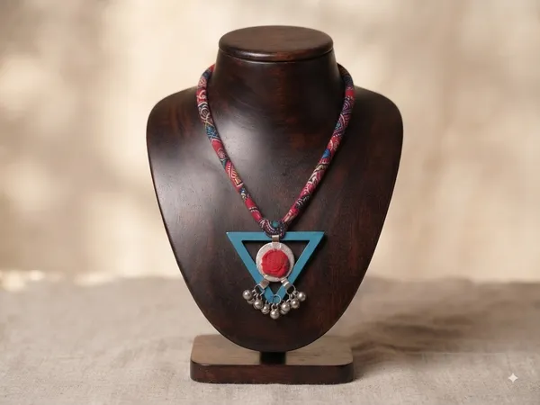 Blue_Wooden_Triangle_Necklace_With_Fabric_Strings