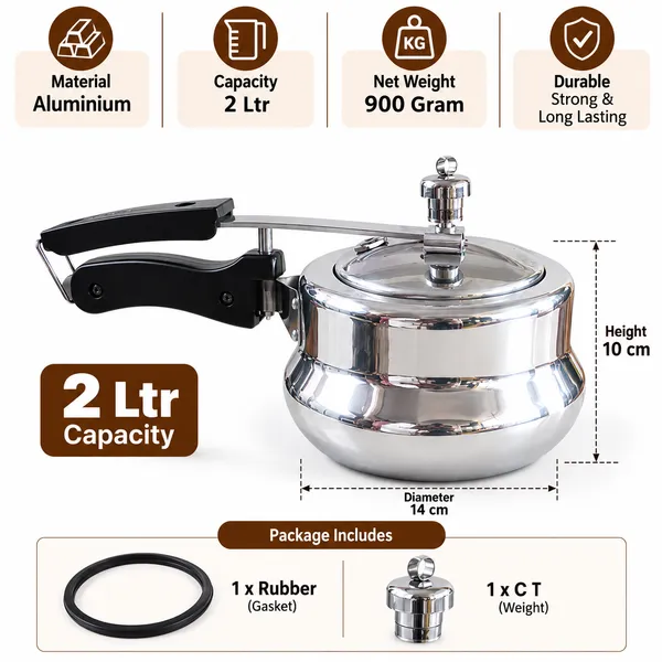 Silver_Aluminium_Handi_Pressure_Cooker_With_Lid_size_2_Ltr