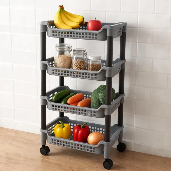 Cream_And_Dark_Brown__Plastic_4-Layer_Ventilated_Multipurpose_Storage_Rack