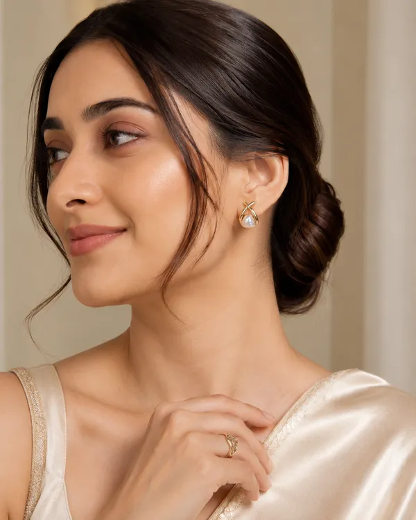 Golden_&_White_Stainless_Steel_Earring_For_Women