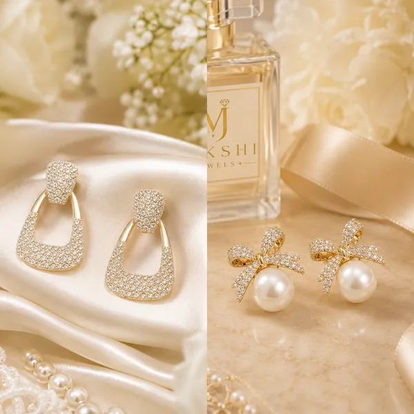 White_&_Golden_Stainless_Steel_Earring_&_White_Stainless_Steel_Earring_For_Women_(Combo_of_2)