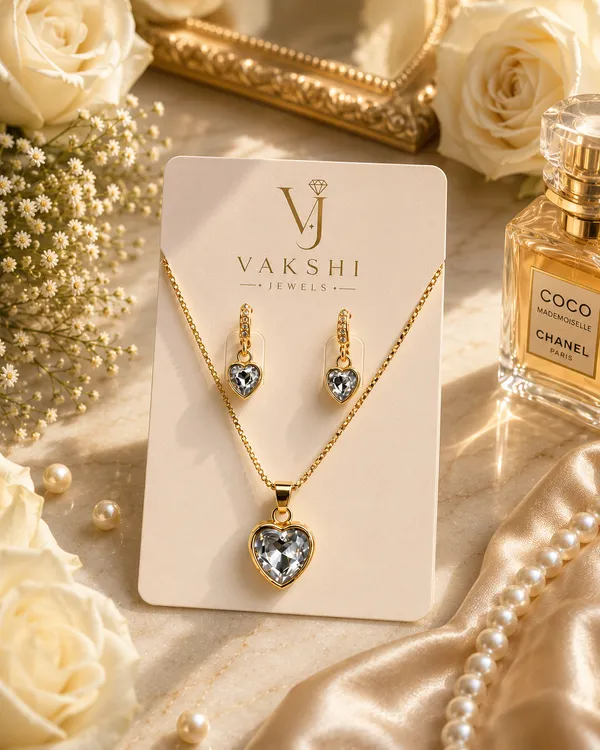 Golden_&_Clear_Stainless_Steel_Necklace_Set_For_Women