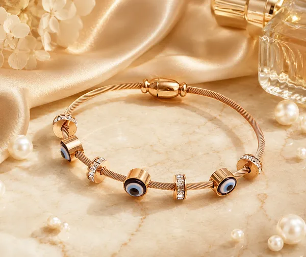 Blue_&_Golden_Stainless_Steel_Bracelet_For_Women