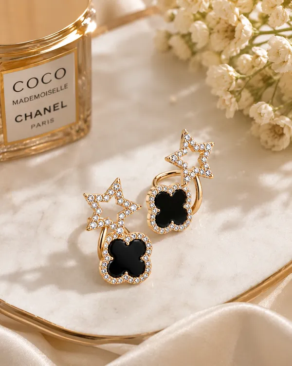 Black_&_White_Stainless_Steel_Earring_&_Black_Golden_Stainless_Steel_Earring_For_Women_(Combo_of_2)