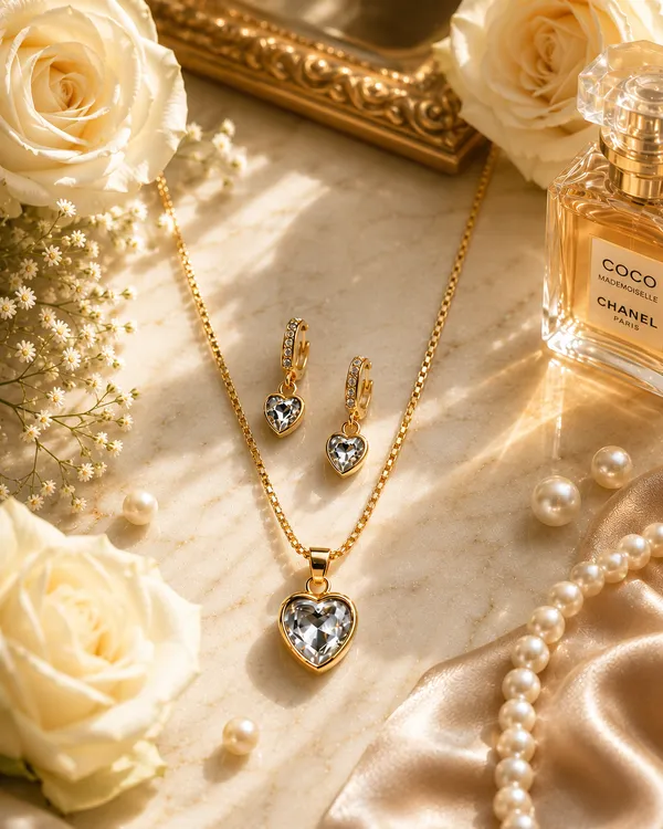 Golden_&_Clear_Stainless_Steel_Necklace_Set_For_Women