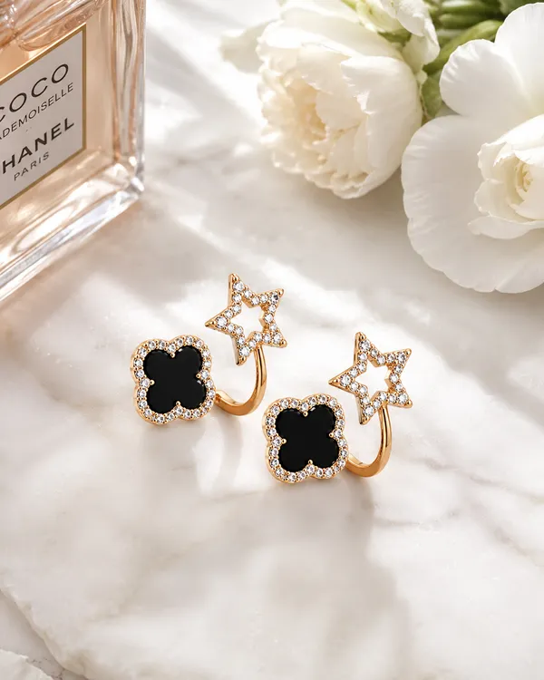 Black_&_White_Stainless_Steel_Earring_&_Black_Golden_Stainless_Steel_Earring_For_Women_(Combo_of_2)