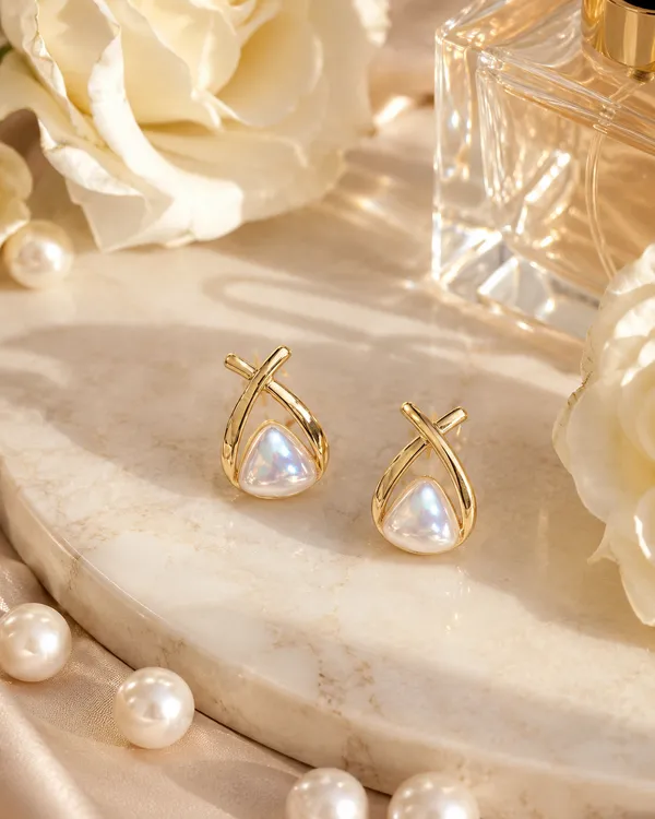 Golden_&_White_Stainless_Steel_Earring_For_Women