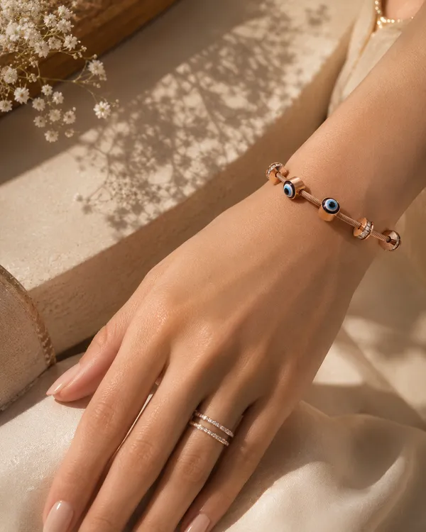 Blue_&_Golden_Stainless_Steel_Bracelet_For_Women