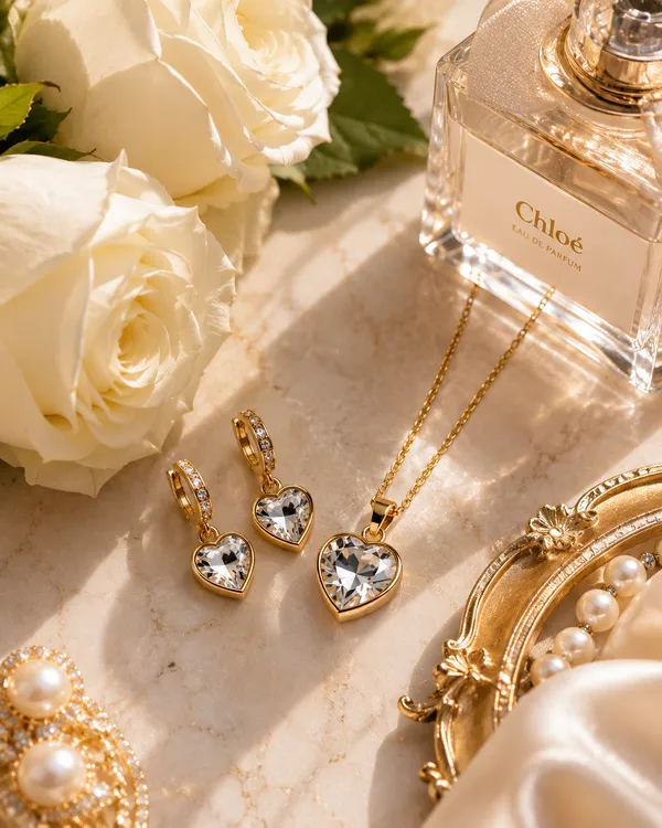 Golden_&_Clear_Stainless_Steel_Necklace_Set_For_Women