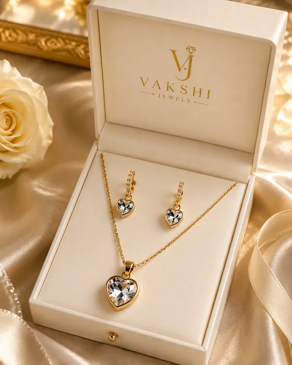 Golden_&_Clear_Stainless_Steel_Necklace_Set_For_Women